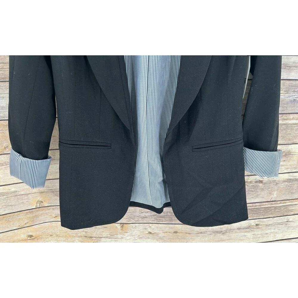 Women's Vylette Black Rolled Sleeve Open Front Blazer Size XS - Picture 3 of 5